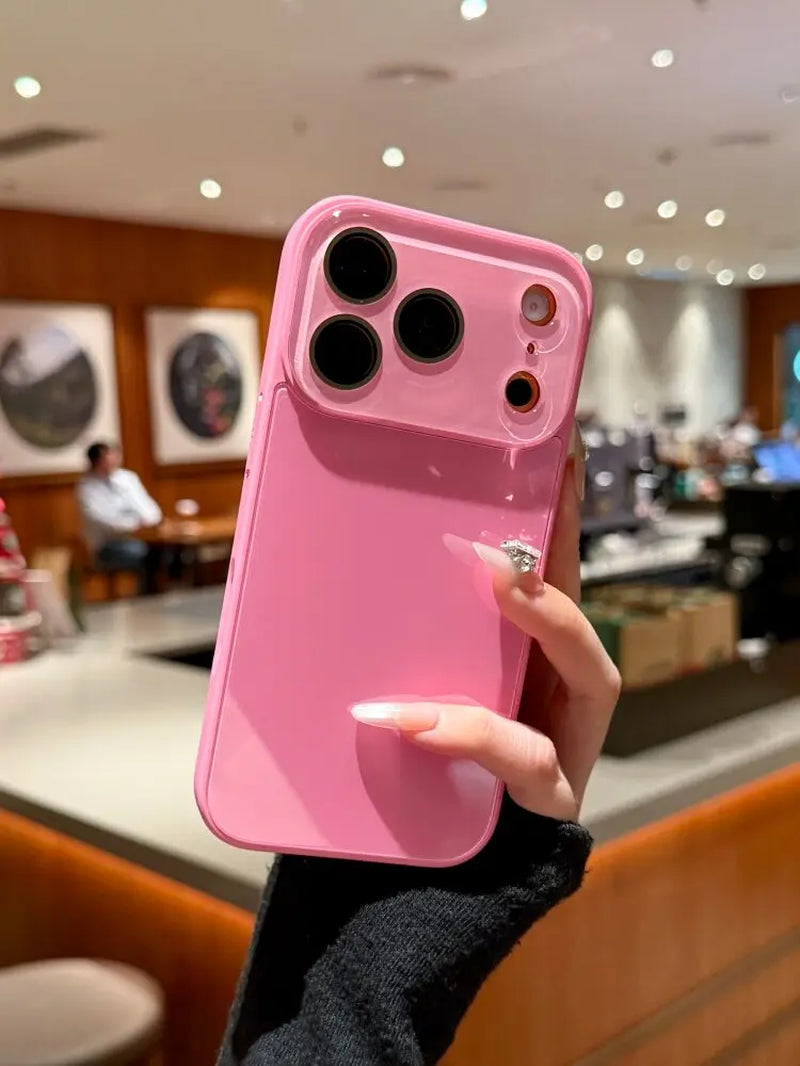Candy Macaron Crystal Clear iPhone Case with Skin-Feel Soft TPU Bumper and Hard PC Back, Full Lens Protection, Minimalist Pink and White Design, Compatible with iPhone 17/16/15/14/13 Pro Max Plus