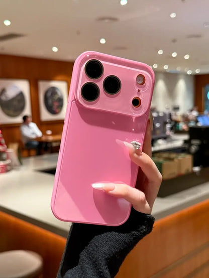 Candy Macaron Crystal Clear iPhone Case with Skin-Feel Soft TPU Bumper and Hard PC Back, Full Lens Protection, Minimalist Pink and White Design, Compatible with iPhone 17/16/15/14/13 Pro Max Plus