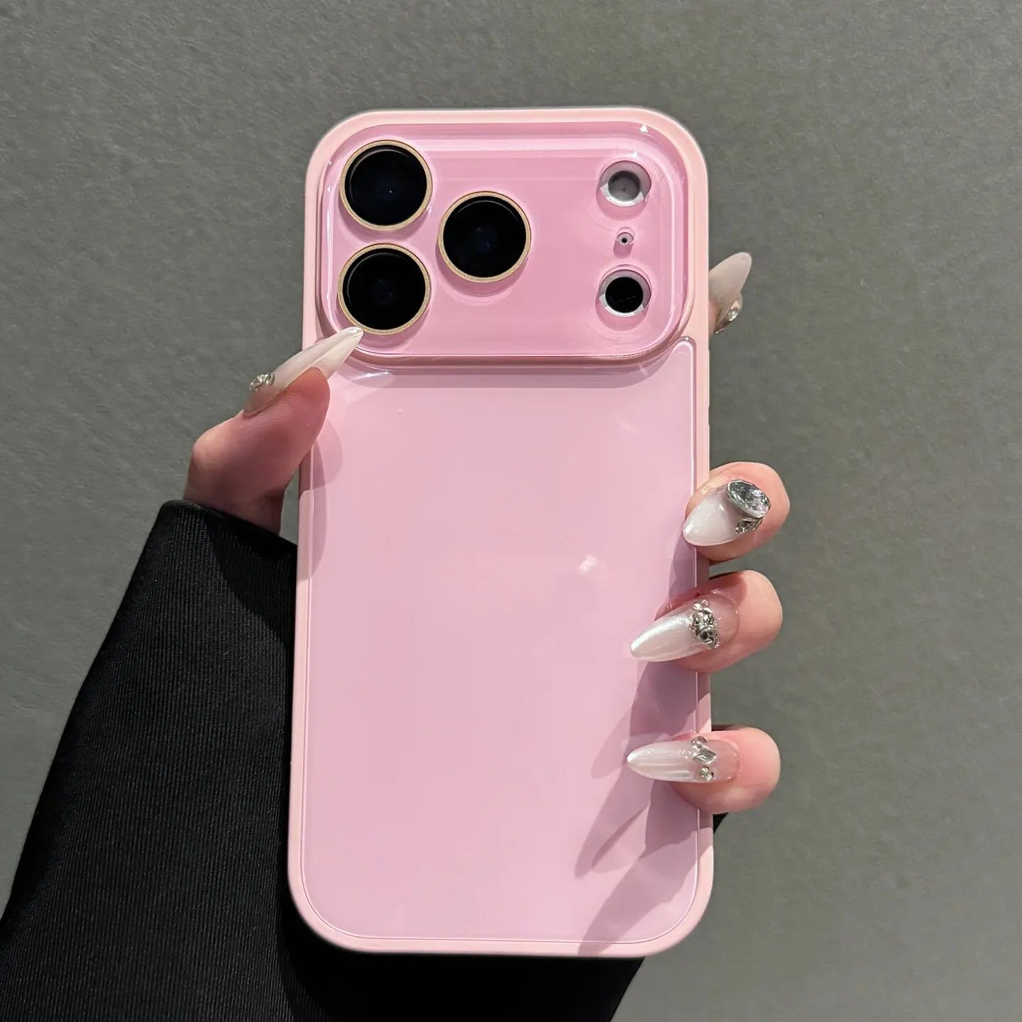 Candy Macaron Crystal Clear iPhone Case with Skin-Feel Soft TPU Bumper and Hard PC Back, Full Lens Protection, Minimalist Pink and White Design, Compatible with iPhone 17/16/15/14/13 Pro Max Plus