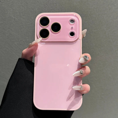 Candy Macaron Crystal Clear iPhone Case with Skin-Feel Soft TPU Bumper and Hard PC Back, Full Lens Protection, Minimalist Pink and White Design, Compatible with iPhone 17/16/15/14/13 Pro Max Plus