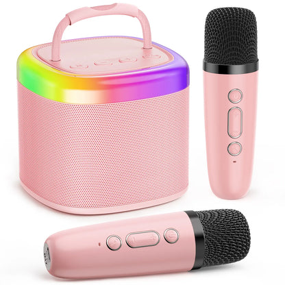 JYX D17 Mini Karaoke Machine Bluetooth Speaker with Wireless Microphones, Enhanced Bass & RGB Lighting | Portable KTV System for Outdoor Gatherings and Special Occasions