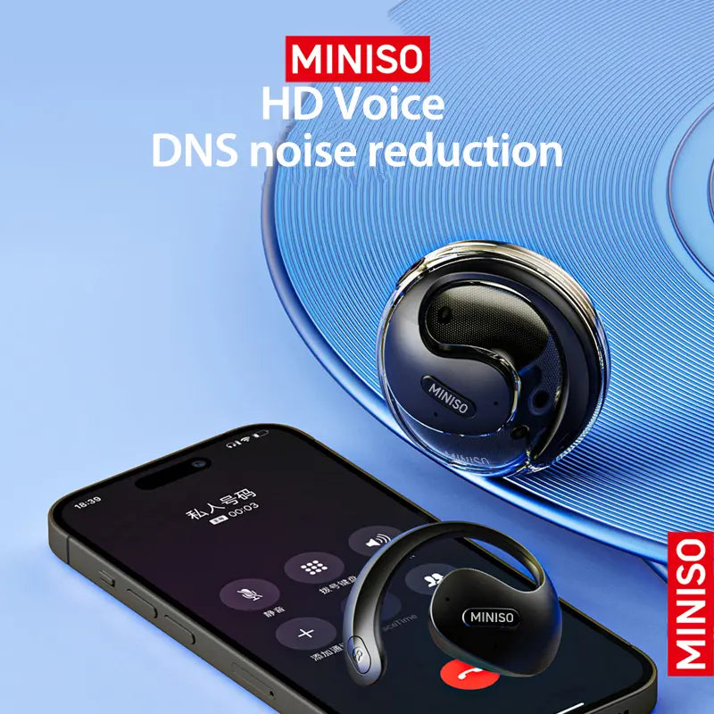 MINISO X15 Pro Wireless Bluetooth 5.4 Earphones - Waterproof Sport Headphones with Noise Reduction and Microphone