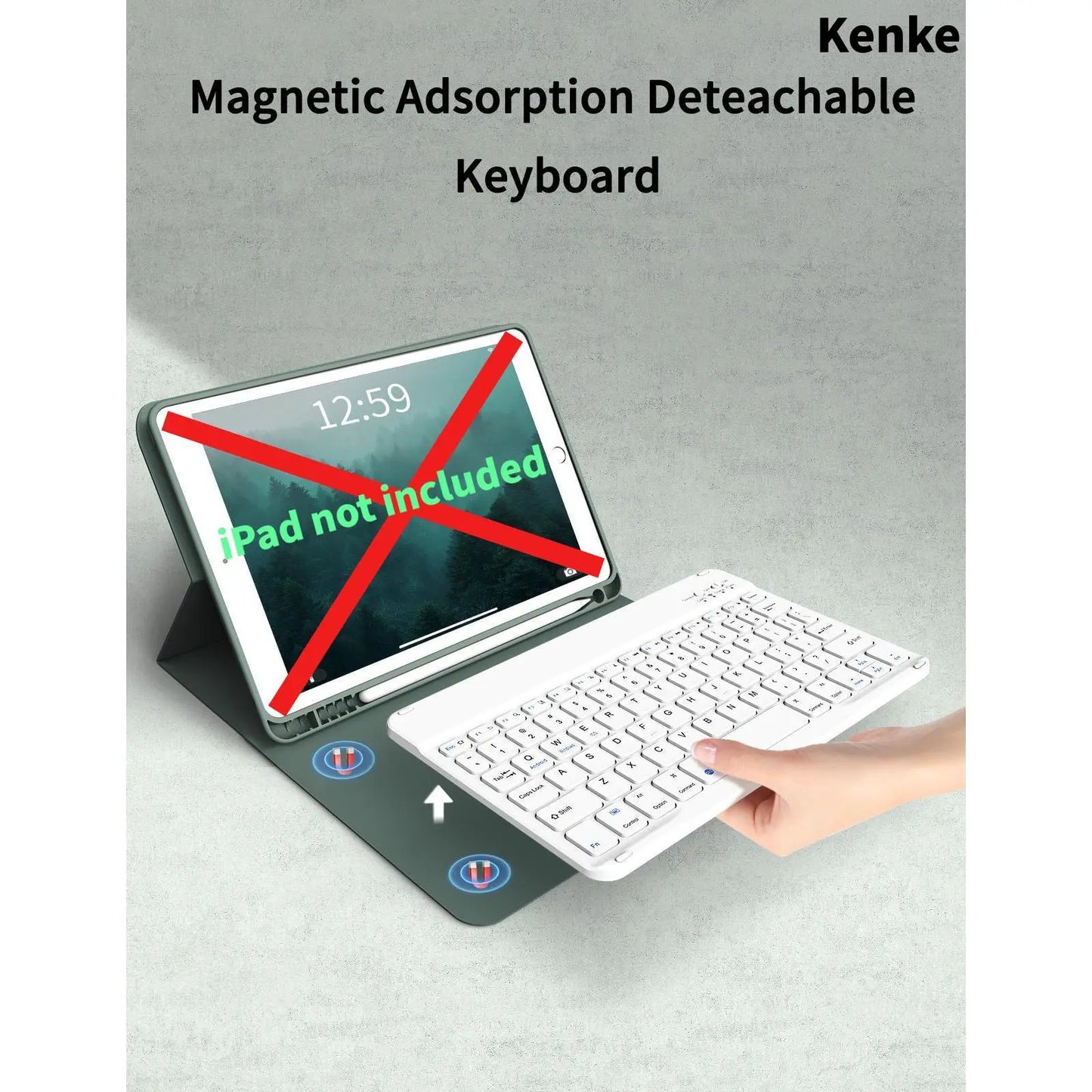 Kenke Bluetooth Keyboard Tablet Case with Pencil Holder - Magnetic Multi-Angle Stand and Handheld Protection for Compatible iPad Models 7th to 11th Generation and iPad Air 11-13 Inch