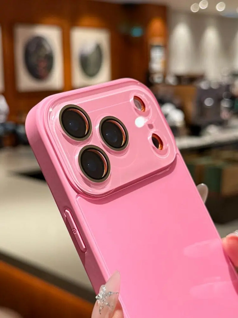 Candy Macaron Crystal Clear iPhone Case with Skin-Feel Soft TPU Bumper and Hard PC Back, Full Lens Protection, Minimalist Pink and White Design, Compatible with iPhone 17/16/15/14/13 Pro Max Plus