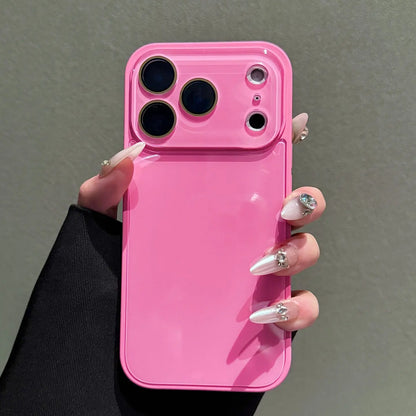 Candy Macaron Crystal Clear iPhone Case with Skin-Feel Soft TPU Bumper and Hard PC Back, Full Lens Protection, Minimalist Pink and White Design, Compatible with iPhone 17/16/15/14/13 Pro Max Plus