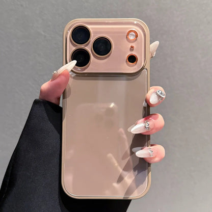 Candy Macaron Crystal Clear iPhone Case with Skin-Feel Soft TPU Bumper and Hard PC Back, Full Lens Protection, Minimalist Pink and White Design, Compatible with iPhone 17/16/15/14/13 Pro Max Plus