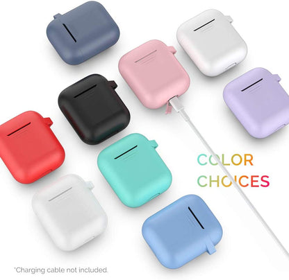 Premium Silicone Protective Case with Front LED Visibility for Apple AirPods 2 & 1 (Navy Blue)