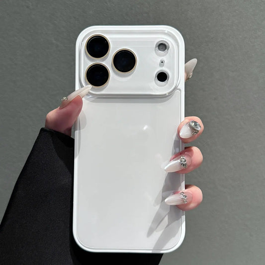 Candy Macaron Crystal Clear iPhone Case with Skin-Feel Soft TPU Bumper and Hard PC Back, Full Lens Protection, Minimalist Pink and White Design, Compatible with iPhone 17/16/15/14/13 Pro Max Plus