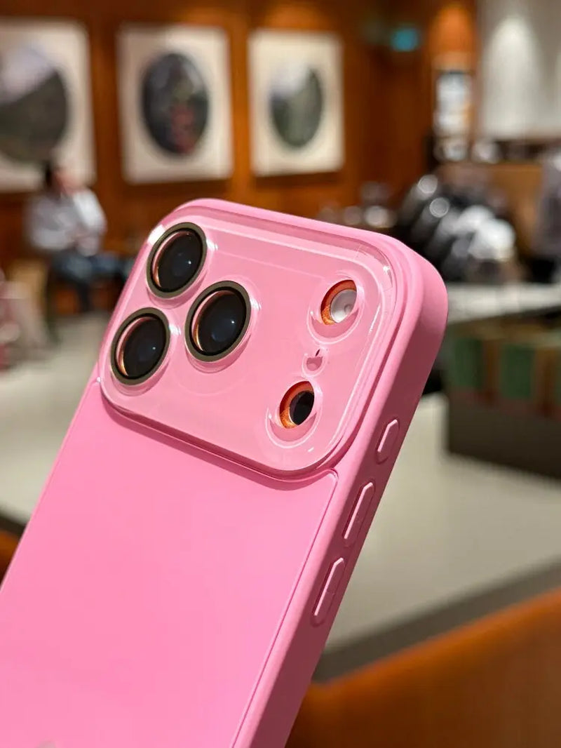 Candy Macaron Crystal Clear iPhone Case with Skin-Feel Soft TPU Bumper and Hard PC Back, Full Lens Protection, Minimalist Pink and White Design, Compatible with iPhone 17/16/15/14/13 Pro Max Plus