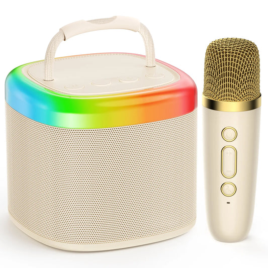 JYX D17 Mini Karaoke Machine Bluetooth Speaker with Wireless Microphones, Enhanced Bass & RGB Lighting | Portable KTV System for Outdoor Gatherings and Special Occasions