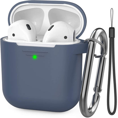 Premium Silicone Protective Case with Front LED Visibility for Apple AirPods 2 & 1 (Navy Blue)