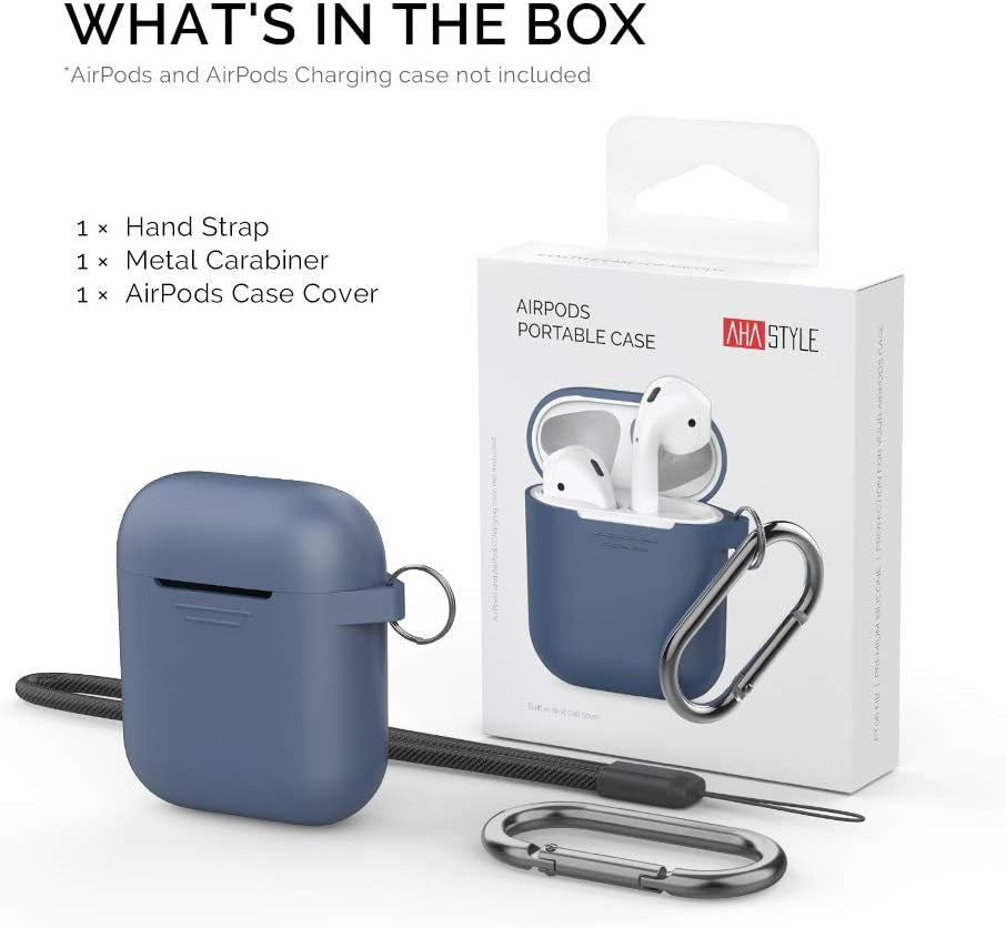 Premium Silicone Protective Case with Front LED Visibility for Apple AirPods 2 & 1 (Navy Blue)
