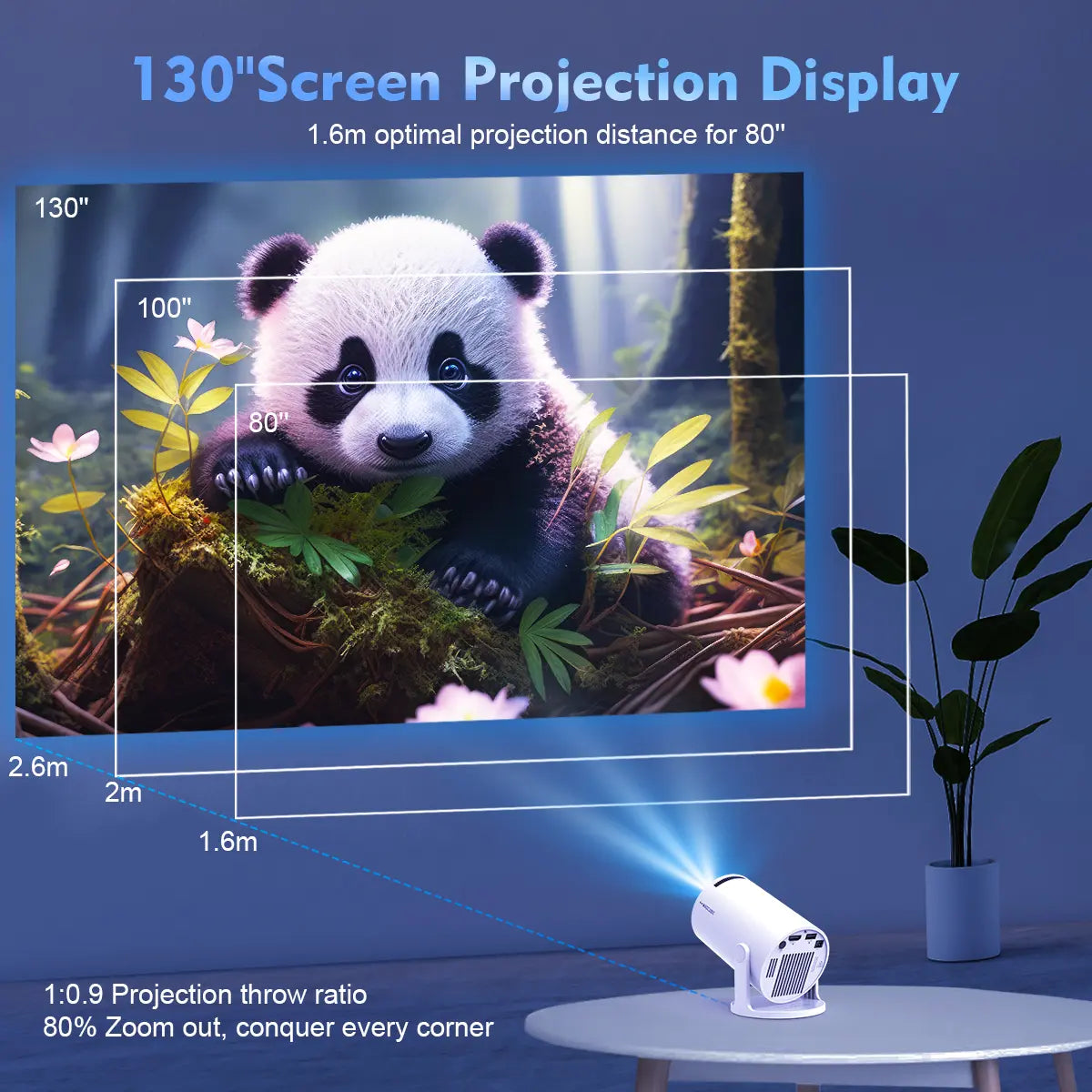 Magcubic HY300Pro Mini Portable Projector - 290 ANSI Lumens, 8K/4K Decode, Android 14, Dual WiFi 6, Auto Keystone Correction, Wireless BT 5.4, 130" Screen, 1280x720P, Built-In Speaker, Ideal for Outdoor and Bedroom Use