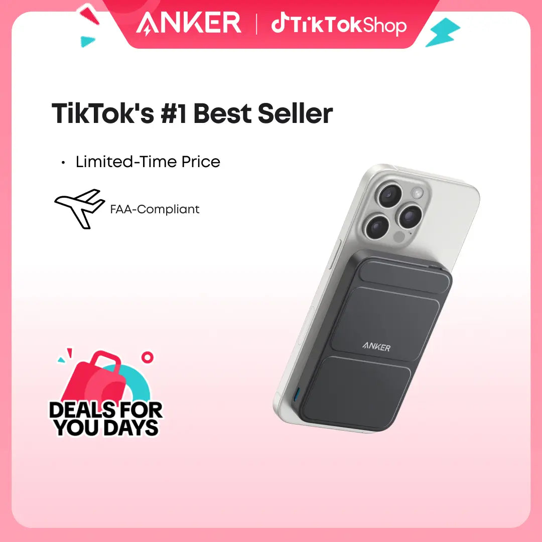 Anker 5,000mAh Magnetic Power Bank - Wireless Portable Charger with Foldable Stand and USB-C Port for iPhone 13/14/15/16/17