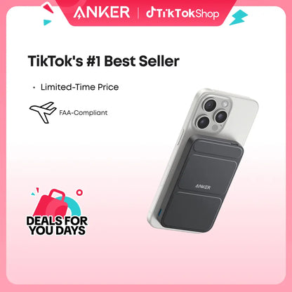 Anker 5,000mAh Magnetic Power Bank - Wireless Portable Charger with Foldable Stand and USB-C Port for iPhone 13/14/15/16/17