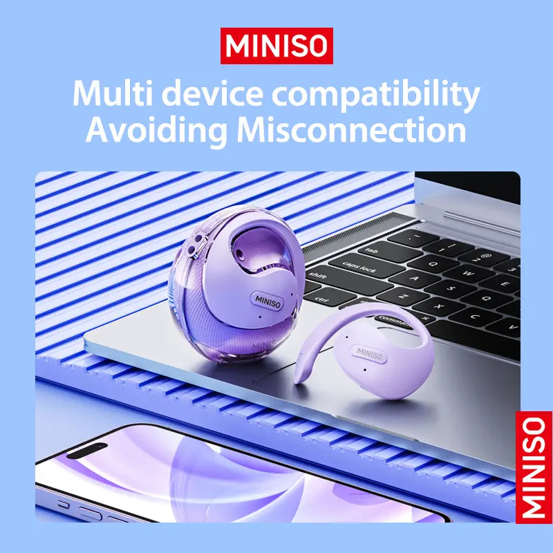 MINISO X15 Pro Wireless Bluetooth 5.4 Earphones - Waterproof Sport Headphones with Noise Reduction and Microphone
