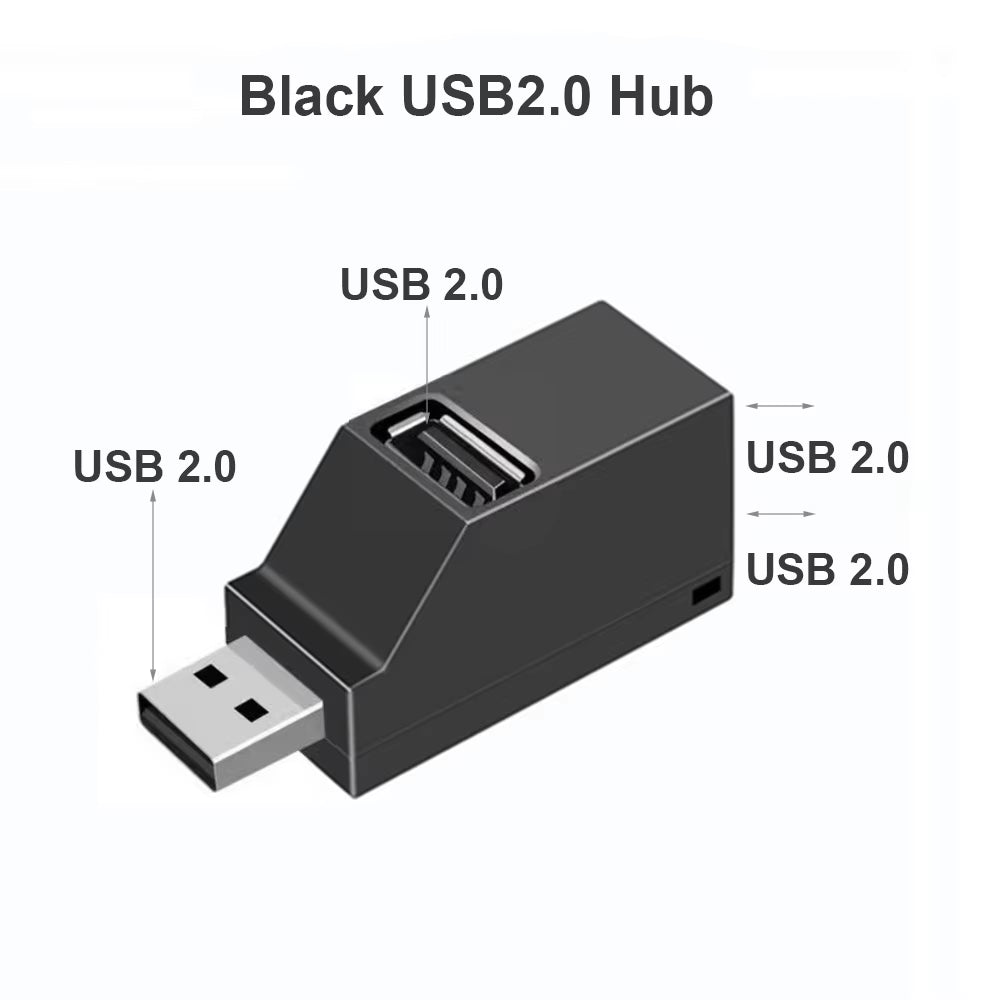 USB 3.0 Hub Adapter - 1 to 3 Ports High-Speed Splitter for PC and Laptop with USB 2.0 Support