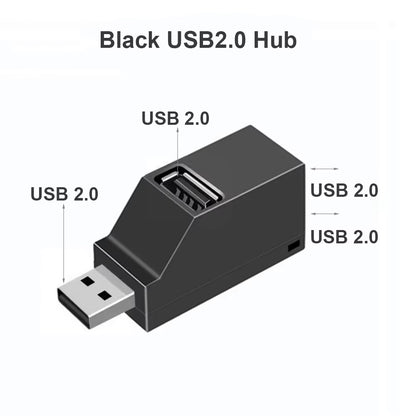 USB 3.0 Hub Adapter - 1 to 3 Ports High-Speed Splitter for PC and Laptop with USB 2.0 Support