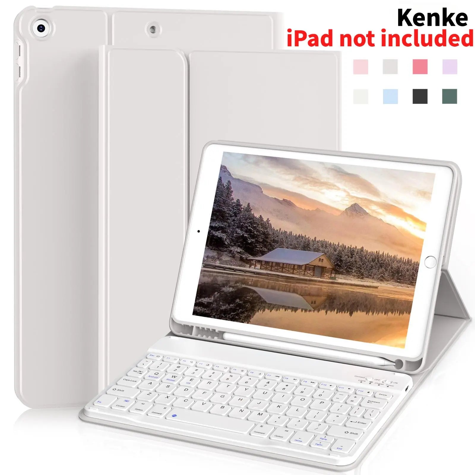 Kenke Bluetooth Keyboard Tablet Case with Pencil Holder - Magnetic Multi-Angle Stand and Handheld Protection for Compatible iPad Models 7th to 11th Generation and iPad Air 11-13 Inch
